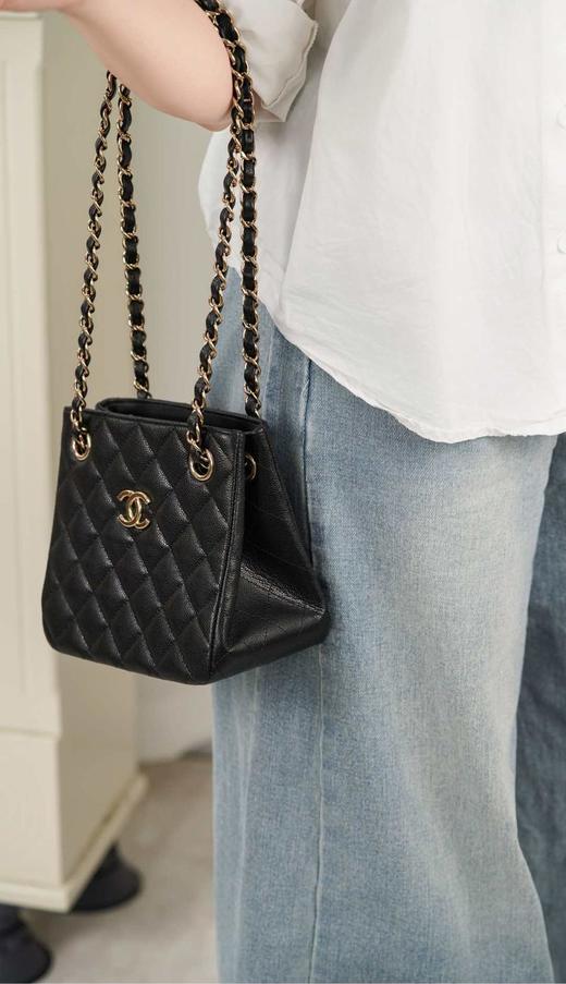 CHANEL香奈儿25Cminitote金色金属品牌微标Logo亮面粒纹小牛皮（HH） 商品图6