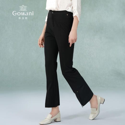 乔万尼裤子女新款爆款黑色显瘦开叉微喇裤EM2F740 商品图2