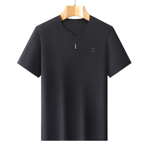 【DLS】大依优型大码小V领短袖T恤圆领加肥加大男士大号弹力透气舒适夏季半袖 商品图4