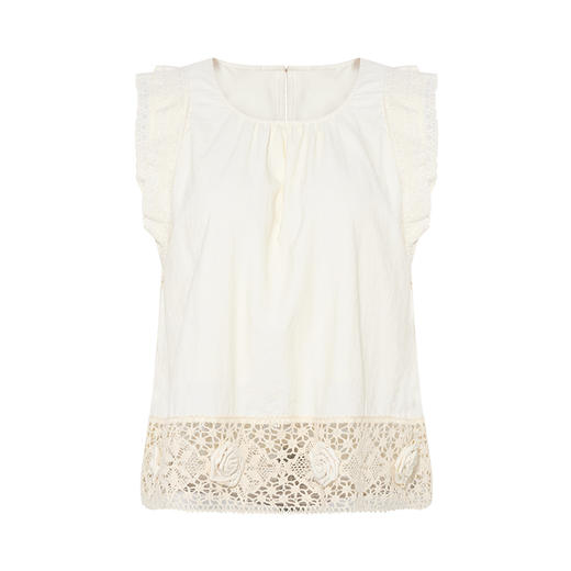 两三事 玫香作诗 2025夏季新款甜美立体花朵蕾丝拼接背心女 商品图4