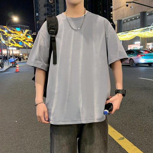 【棉质】【DYY】大依优型大码圆领短袖T恤夏季加肥加大肥佬休闲宽松透气弹力男装上衣潮款 商品图1