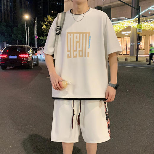 【套装】【DYY】大依优型大码圆领短袖T恤短裤套装夏季加肥加大肥佬休闲宽松透气弹力男装上衣潮款 商品图3