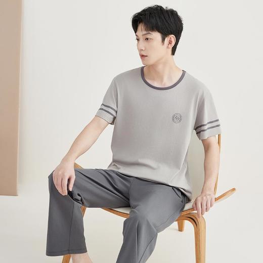 3部顶瓜瓜夏款套头圆领男款短袖长裤家居服套装ARW22819 商品图0