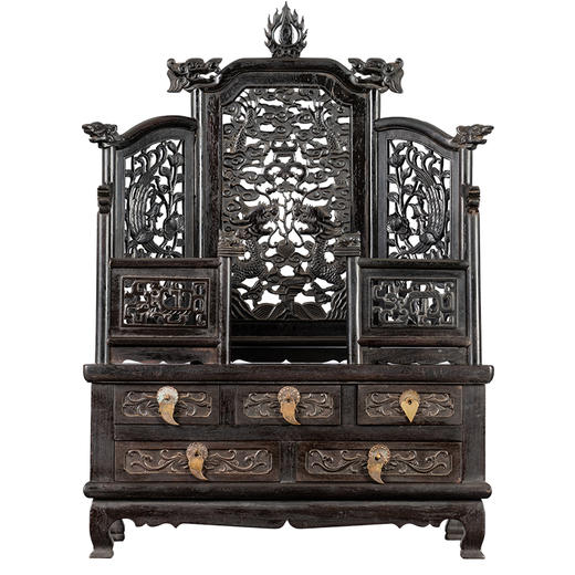 清 紫檀透雕龙凤纹五屏风式镜台 商品图5