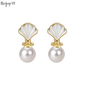 【天猫同款】悦甄 18K金Akoya珍珠贝母耳夹 灵贝