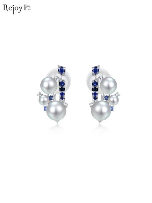 【天猫同款】悦甄 18k金蓝宝真多麻珍珠耳夹 星绮 商品图0