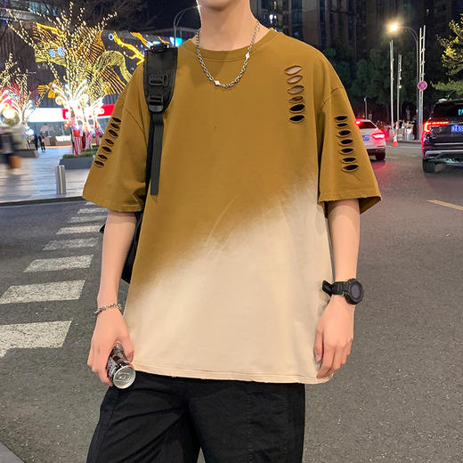 【棉质】【DYY】大依优型大码圆领短袖T恤夏季加肥加大肥佬休闲宽松透气弹力男装上衣潮款 商品图0