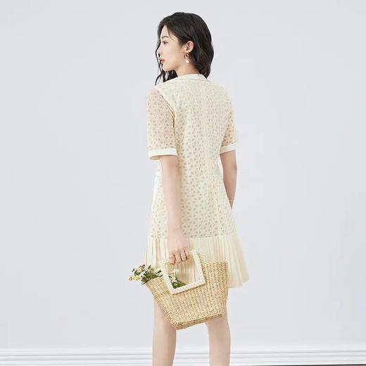 【高货wl】全新升级【铂金会员330/天猫439/差价109】(02203) 洛诗琳2025夏款法式静奢水溶花蕾丝拼双绉雪纺压褶连衣裙 商品图1