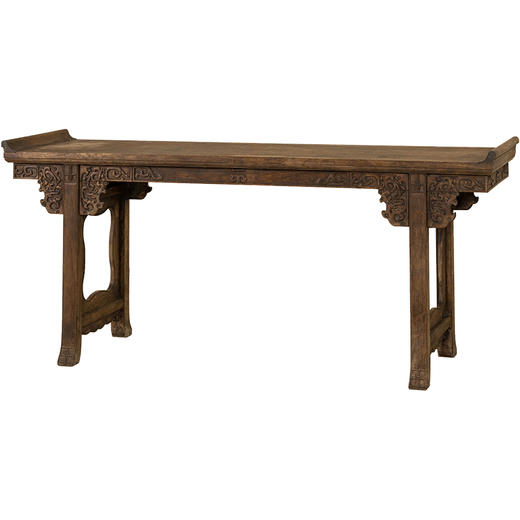 清 花梨木夹头榫浮雕螭龙纹翘头案 商品图5