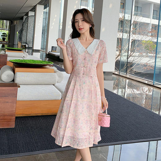 奢姿大码女装2025夏季减龄娃娃领连衣裙胖妹妹假两件拼接时尚裙子9952890358【1】 商品图0