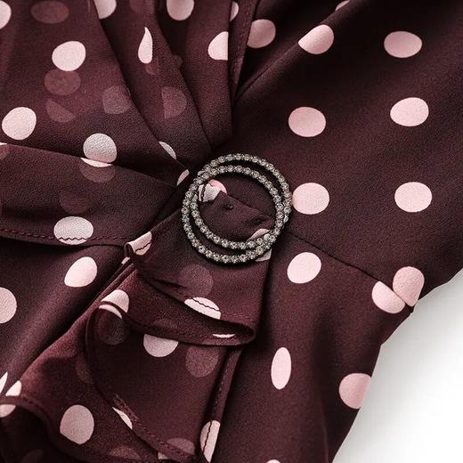 【高货wl】全新升级【铂金会员330/天猫439/差价109】(10945) 洛诗琳法式设计感波点连衣裙夏季新款气质V领收腰雪纺长裙 商品图2