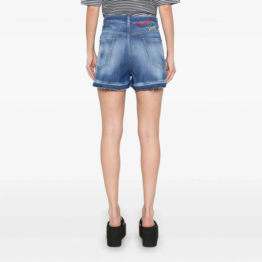 DSQUARED2 女士拉菲草休闲牛仔短裤 浅蓝色 S73MU0237 S30341 470 商品图2