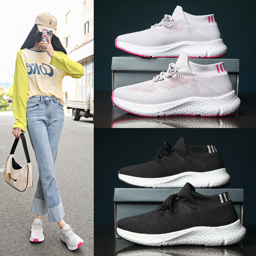 【性价比款】飞织一脚蹬鞋系带款 | 无缝一体3D针织鞋面、内里舒适、带孔透气不闷、豫胶底片弹性强、好穿舒适 商品图5