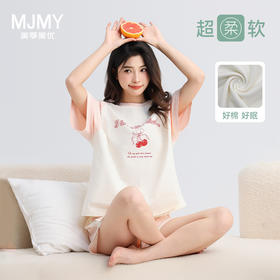 美季美优女士棉质樱桃短袖套装