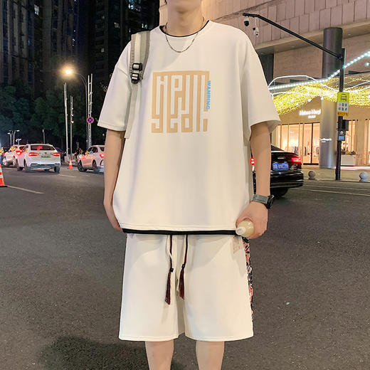 【套装】【DYY】大依优型大码圆领短袖T恤短裤套装夏季加肥加大肥佬休闲宽松透气弹力男装上衣潮款 商品图4
