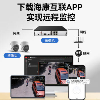 海康威视监控摄像头200万红外全彩夜视AI人形检测poe网线供电家用室内半球监控T12HV3-LA 2.8MM 商品图6