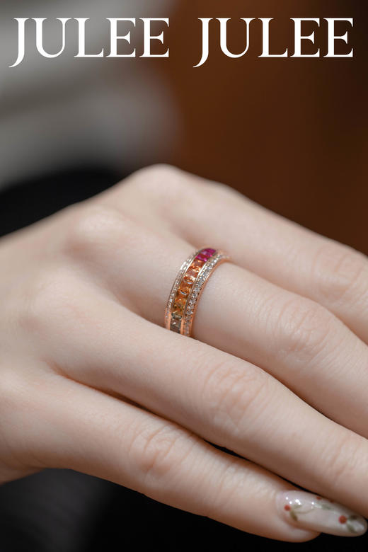 JULEE JULEE茱俪珠宝 18K白金彩蓝宝石戒指 商品图7
