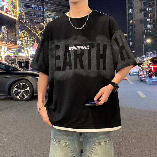 【DYY】大依优型大码圆领短袖T恤夏季加肥加大肥佬休闲宽松透气弹力男装上衣潮款 商品图2