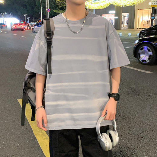 【棉质】【DYY】大依优型大码圆领短袖T恤夏季加肥加大肥佬休闲宽松透气弹力男装上衣潮款 商品图1