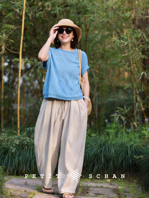 PETIT SCHAN小闪 CLO#101 nothing无一物  亚麻棉混纺针织面料休闲裤/打坐裤 商品图2