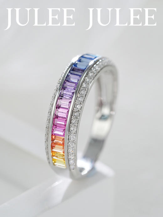 JULEE JULEE茱俪珠宝 18K白金彩蓝宝石戒指 商品图0
