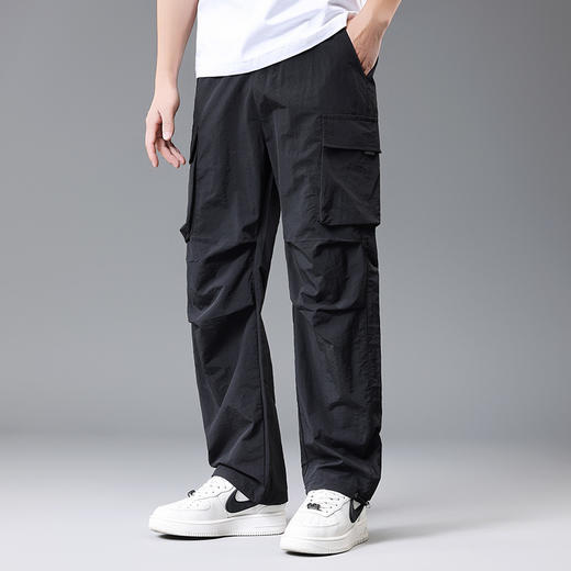 【DH】大依优型大码速干松紧腰直口休闲工装裤直筒加肥加大长裤胖子裤子夏季 商品图0