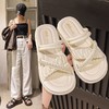 YOOE新款仙女凉拖 法式高级感凉鞋 女士2025新款外穿防滑厚底水钻珍珠百搭拖鞋 商品缩略图0