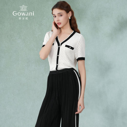 乔万尼针织衫女新款夏短袖小香风撞色设计EM2M890 商品图2