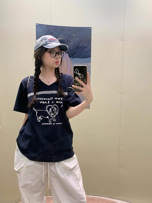 <曾小咸推荐> V领蕾丝印花短袖  商品图5