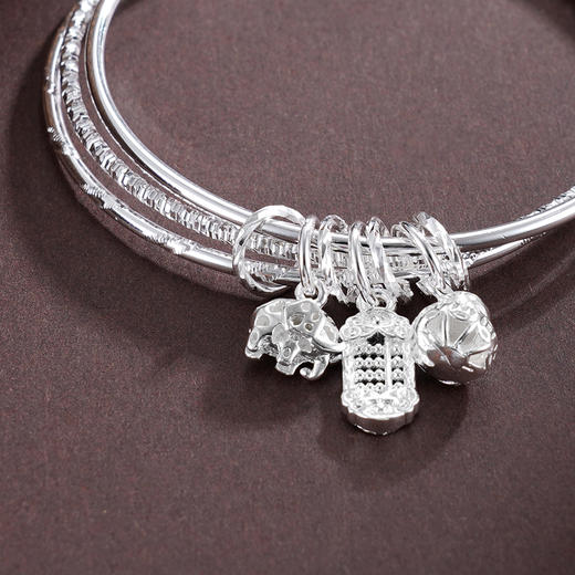 子佩集S999银【吉祥如意】手镯【SZ000725】纯银三个圈2503 商品图4