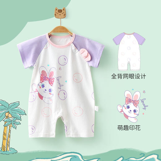【透气网眼，清凉一夏天】夏季婴儿连体衣 新生儿衣服薄款 宝宝夏天爬服 短袖哈衣夏装 透气衣服-QQ 商品图5