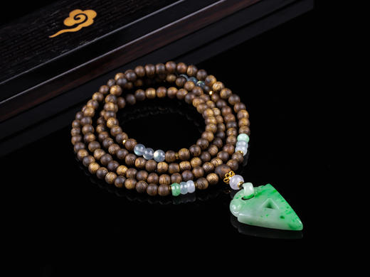 XY0260沉香+翡翠飘绿复古挂件 商品图7