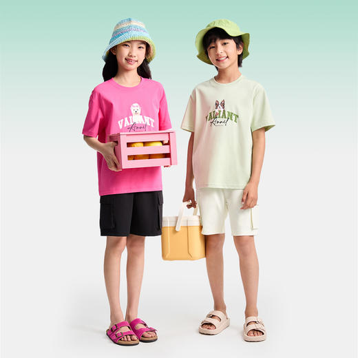 【华夫格质感】男女童全腰中裤夏季新款安奈儿童装EM526216 商品图2