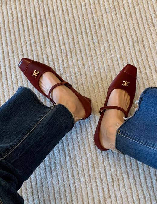 赛赛同款肌理纹玛丽珍方跟法式通勤鞋 商品图8