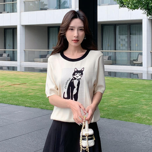 奢姿大码女装2025夏季卡通图案减龄针织衫胖妹妹时尚圆领百搭上衣9852621911 商品图4