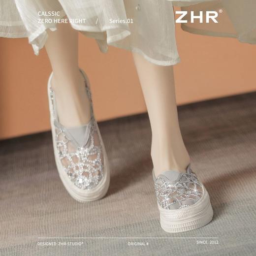 ZHR则则透气网纱渔夫鞋2025新款一脚蹬厚底气质百搭懒人鞋单鞋女 商品图3
