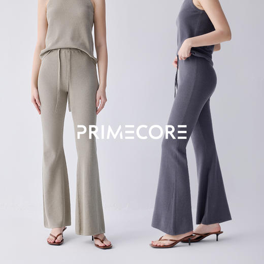 PRIMECORE 女微喇裤白色夏季薄款针织棉麻透气舒适时髦长裤 商品图1