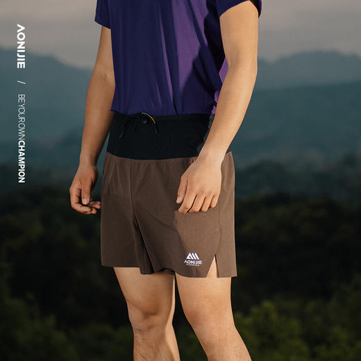 奥尼捷男士腰包式运动短裤平角内衬速干透气超舒适运动短裤跑步越野速干短裤FM5226 商品图6