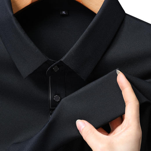 【冰丝】【DLS】大依优型大码拉链款短袖Polo衫翻领加肥加大男士大号弹力透气舒适夏季弹力半袖 商品图5