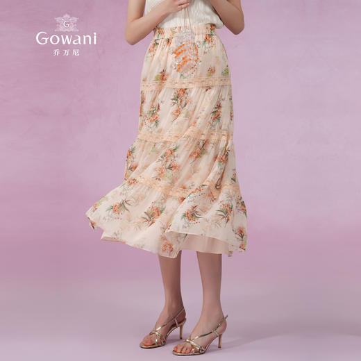 乔万尼桑蚕丝半身裙女新款夏a字半裙真丝法式蕾丝设计EM2D791 商品图3