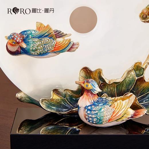 罗比罗丹荷塘月色平安扣摆件珐琅彩工艺荷花新中式家居饰品罗比罗丹荷塘月色摆件 商品图4