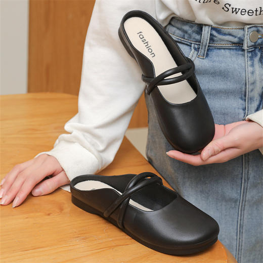 【懒人一脚蹬❗️超软包头拖鞋】个性的鞋头设计，做工精心细致，柔软亲肤，舒适不磨脚，超软春季脚蹬休闲时尚软底外穿平底包头鞋女QQ 商品图3