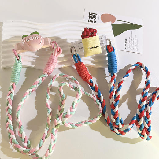 【小清新彩色花朵背夹】编织侧挂背带式通用手机壳 斜跨手机链户外挂脖  商品图2