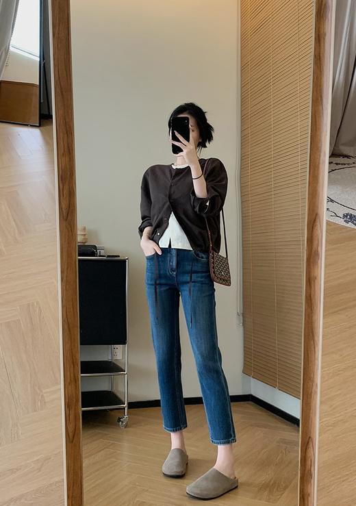 春夏砂洗天丝混纺撞色双门襟假两件宽松休闲外套 商品图11