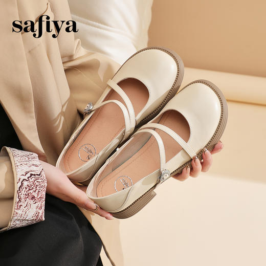 预售7天|Safiya/索菲娅2025学院风休闲一字带浅口JK玛丽珍小皮鞋SFD1111007 商品图0