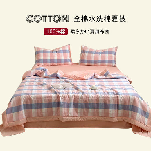 【格纹夏被】水洗棉夏凉被空调被子格纹全棉夏季薄被夏天被芯纯棉 商品图0