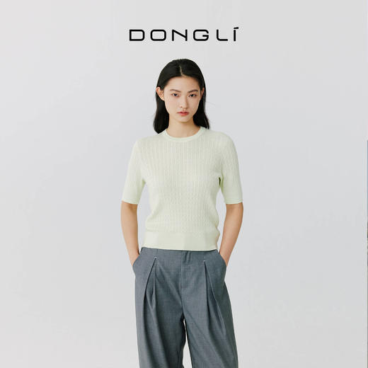 东黎 • 岛屿假日—柠檬入海 海岛棉女士春夏圆领绞花短袖 5191 商品图1