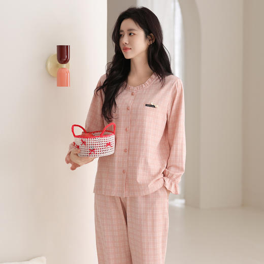芬腾睡衣女士春秋季纯棉长袖长裤开衫宽松全棉韩版休闲家居服套装 商品图2