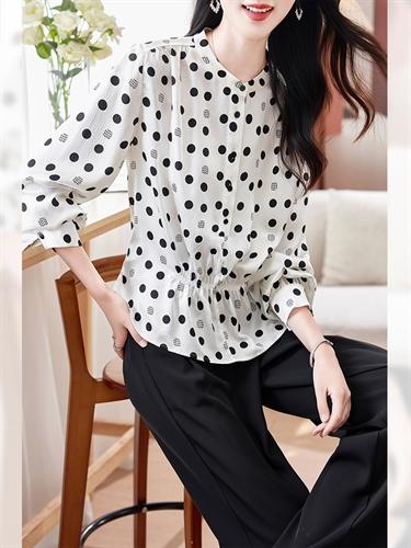 真丝印花衬衫，收腰衬衣桑蚕丝小衫AS-0571 商品图0