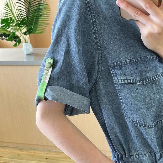 洛诗琳62835夏季新款休闲收腰系带薄款天丝牛仔连衣裙女1190 商品图2